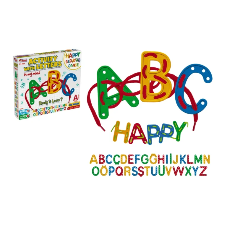 Kind speelt met kleurrijke touwen en letters uit de Activiteit Met Letters set.