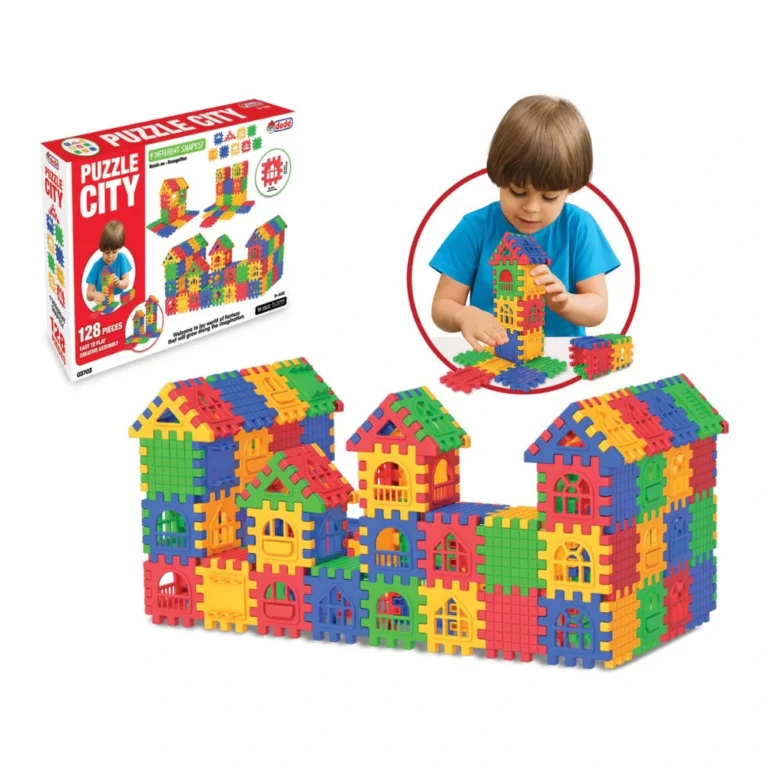 Kleurrijke bouwstenen uit de Dede 3D puzzelstad set