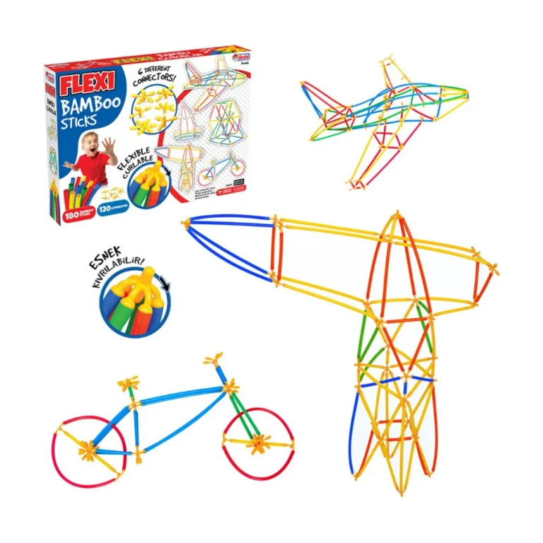 Kinderen spelen met bamboe constructiespeelgoed en maken creatieve structuren.