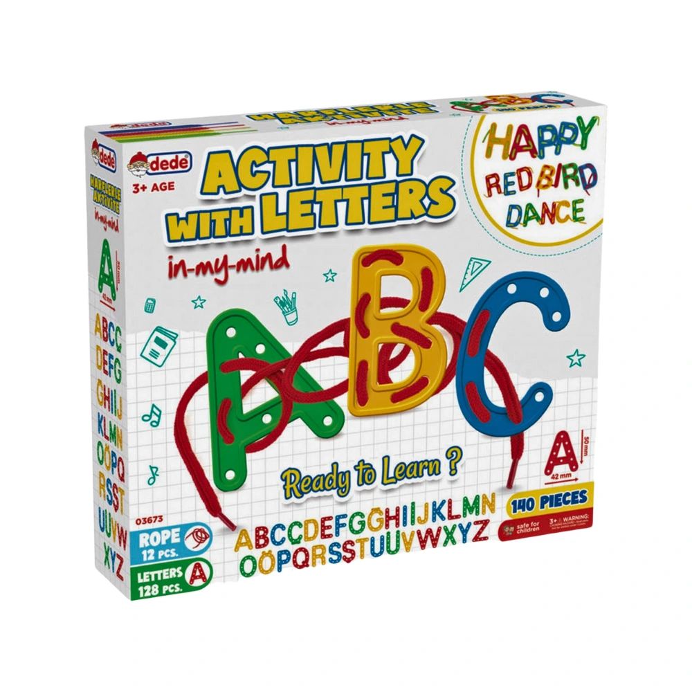 Montessori educatief speelgoed set met 128 letters en 12 touwen.