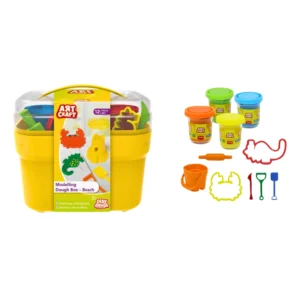 Klei set met strandthema accessoires en 4 kleuren klei.