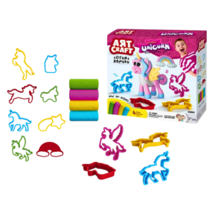 Verschillende eenhoornvormen en regenboogvormen uit de DEDE Art Craft Unicorn Klei Set